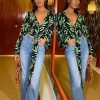 Dancing Leopard Joanie Tie Top In Tropic Green On Black