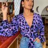 Dancing Leopard Joanie Tie Top In Lilac Leopard