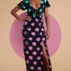 Dancing Leopard Lily Dress In Green On Black Dot & Pink On Black Dot