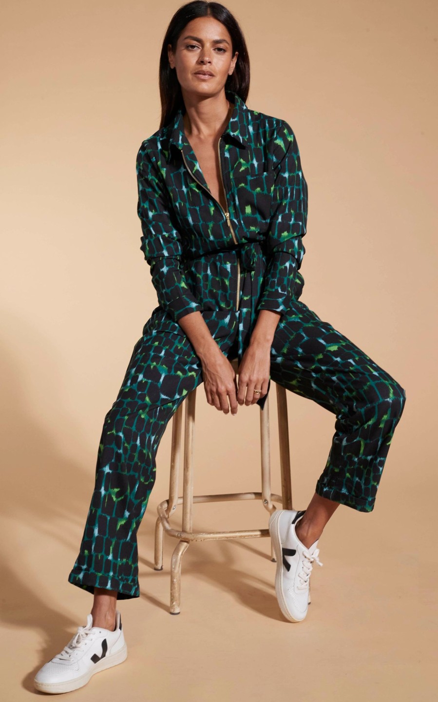 Dancing Leopard Roxanna Jumpsuit In Green Alligator
