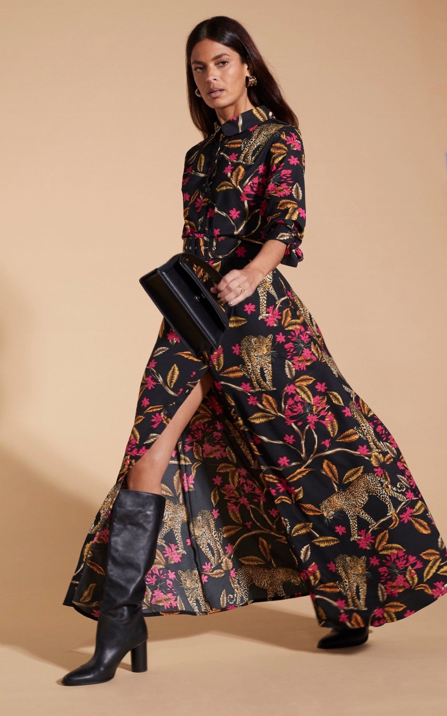 Dancing Leopard Dove Dress In Leopards In Vines