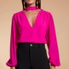 Dancing Leopard Lyma (Multi-Way) Tie Neck Top In Solid Magenta