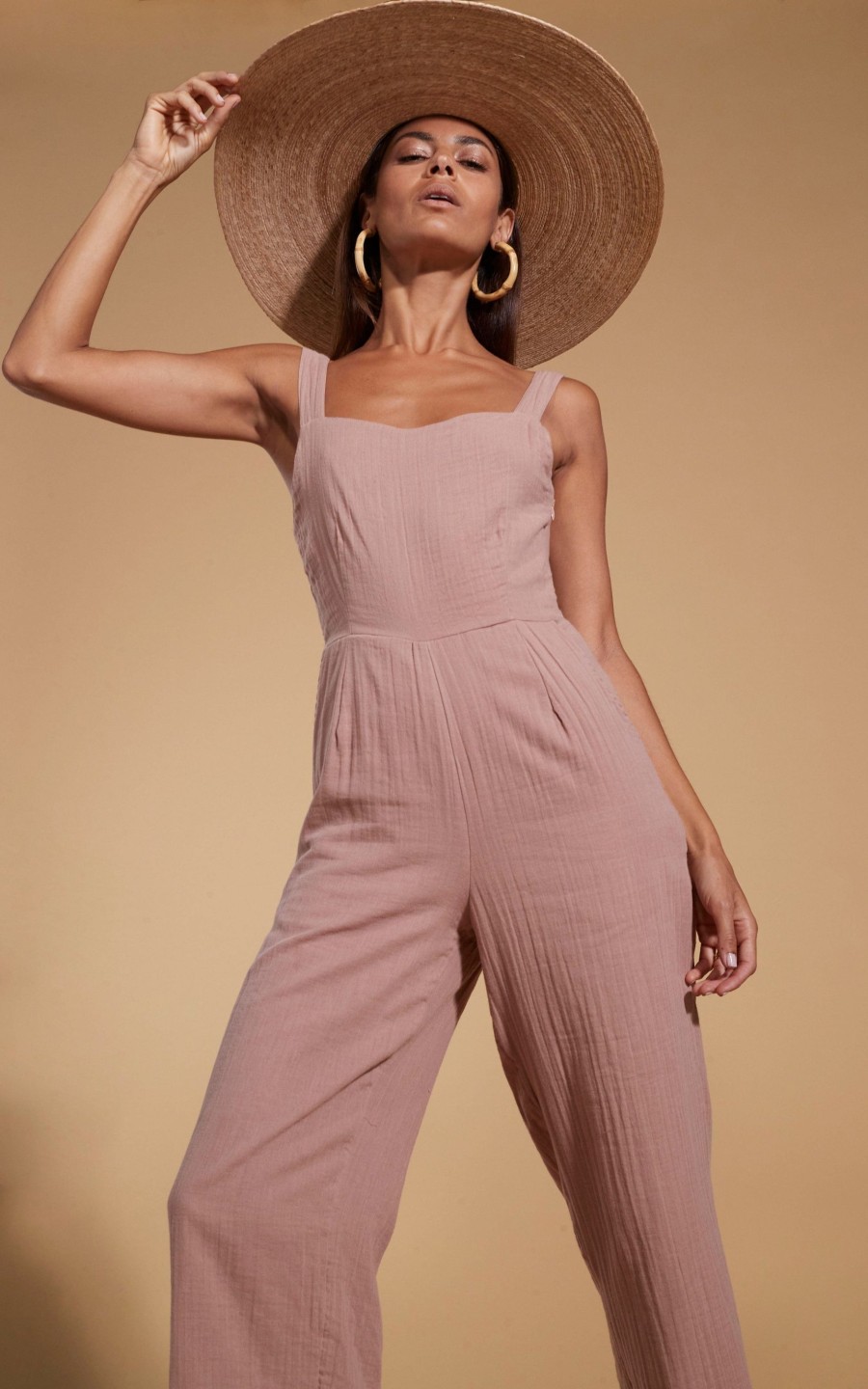 Dancing Leopard Halo Kimani Twist Back Jumpsuit In Fawn