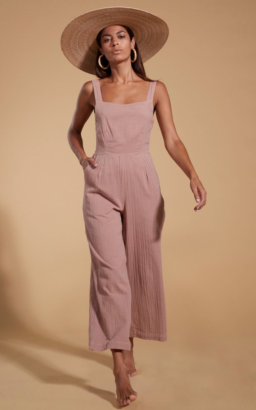 Dancing Leopard Halo Kimani Twist Back Jumpsuit In Fawn