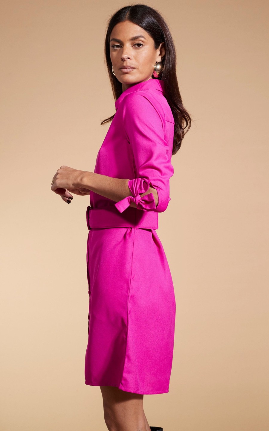 Dancing Leopard Jonah Mini Shirt Dress In Magenta