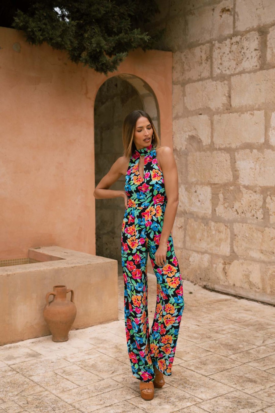 Dancing Leopard Cypress Jumpsuit In Retro Floral