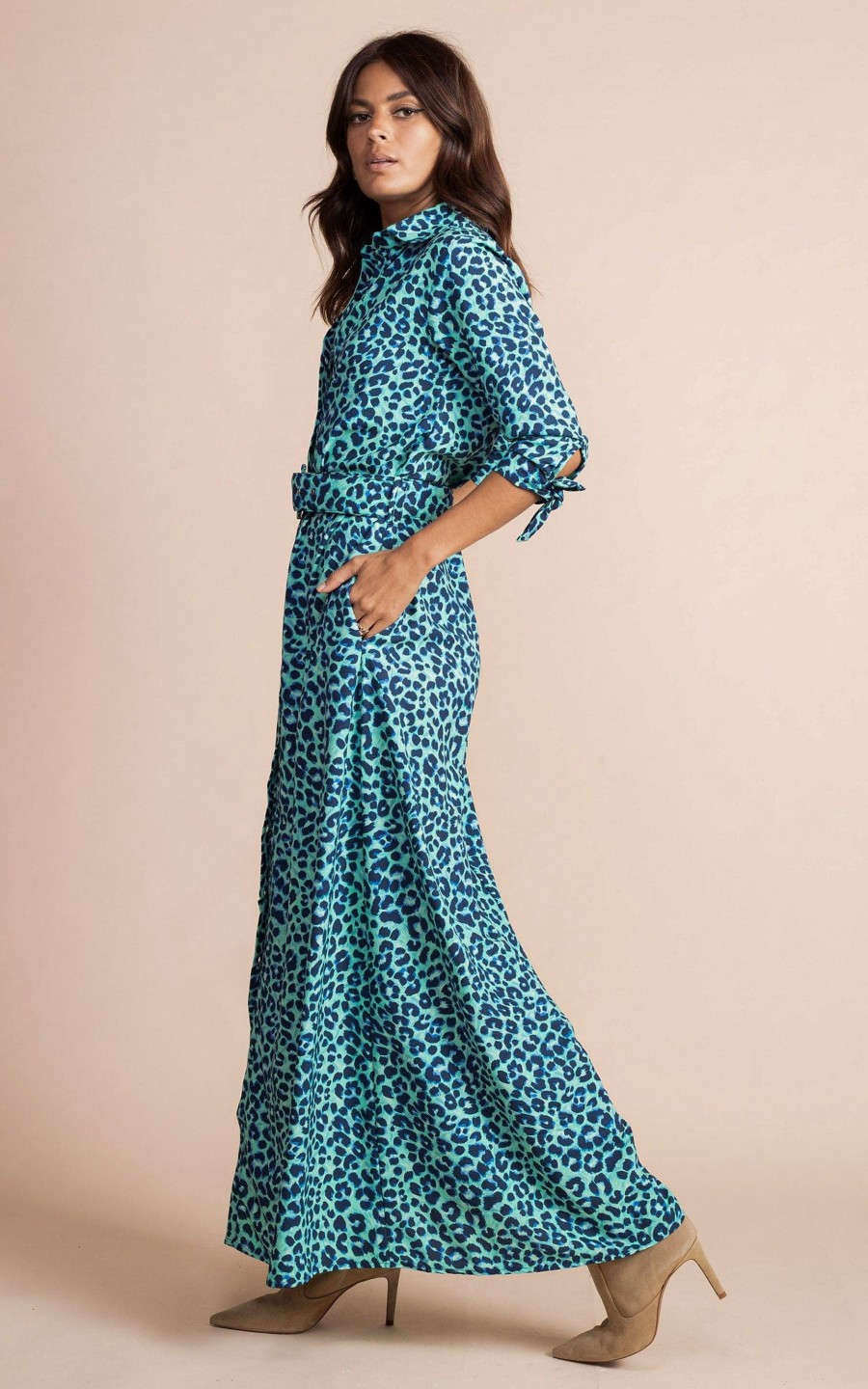 Dancing Leopard Dove Dress In Turquoise Leopard
