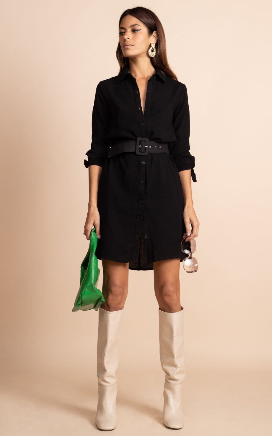 Dancing Leopard Jonah Mini Shirt Dress In Black