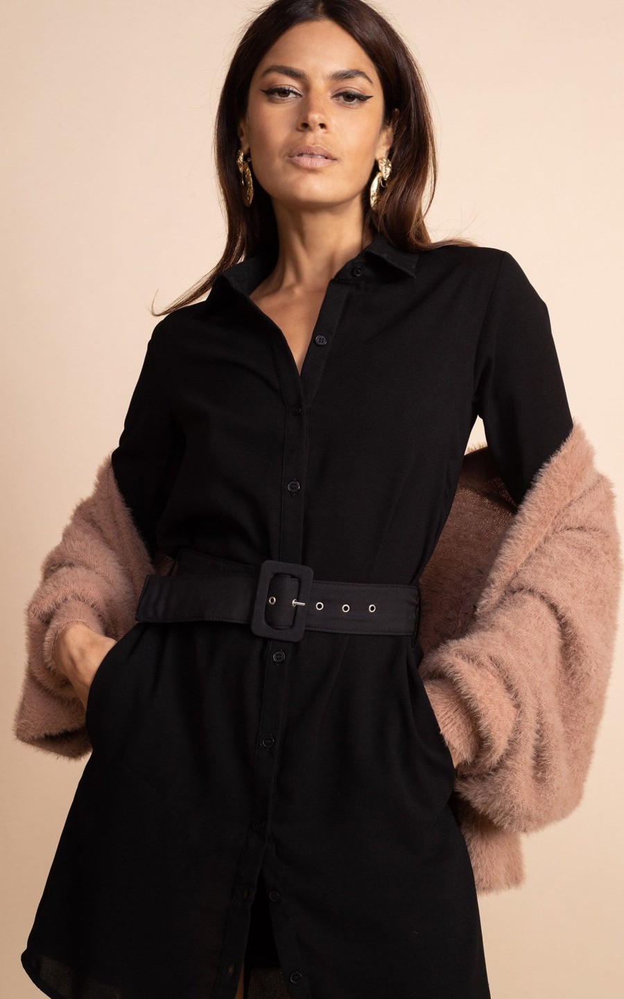 Dancing Leopard Jonah Mini Shirt Dress In Black